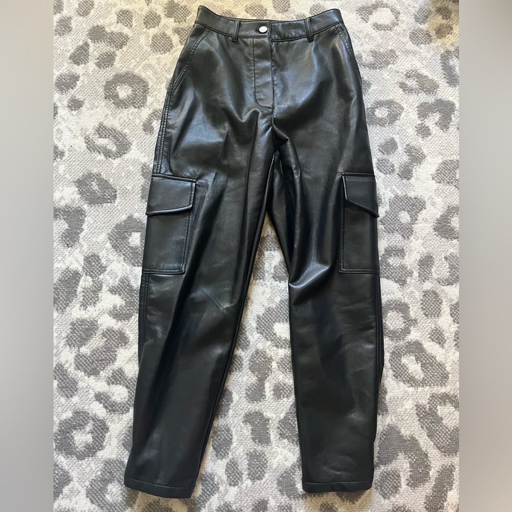 Aritzia Wilfred Black Vegan Leather Cargo pants